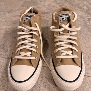 Converse Tan High-Top Sneakers with White Accents